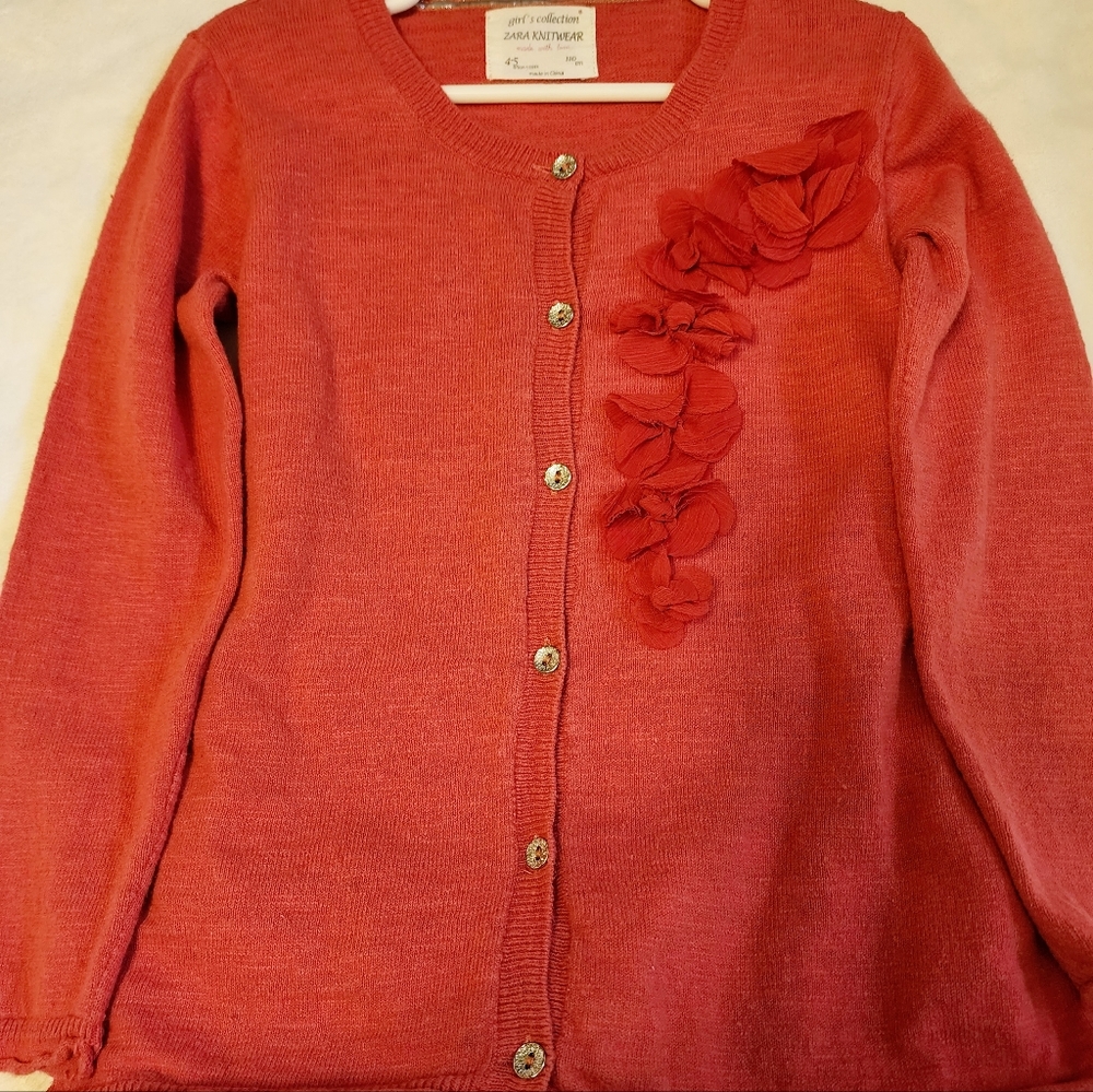 Zara Knitwear red orange cardigan sweater